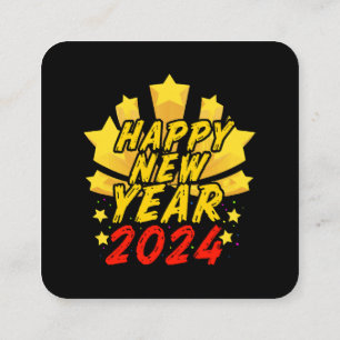 Tarjeta De Visita Cuadrada Feliz Año Nuevo 2024 