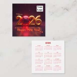 Tarjeta De Visita Cuadrada Feliz Año Nuevo 2026