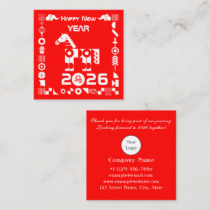 Tarjeta De Visita Cuadrada Feliz Año Nuevo 2026