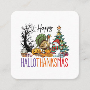 Tarjeta De Visita Cuadrada Feliz Clipart de Hallothanksmas