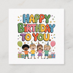 Tarjeta De Visita Cuadrada Feliz Cumpleaños Niños