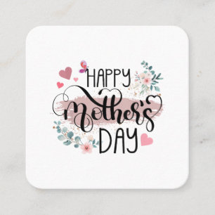 Tarjeta De Visita Cuadrada Feliz día de la madre 2025 Floral lindo para mujer