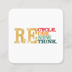 Tarjeta De Visita Cuadrada Feliz Día de la Tierra Recicla Reutiliza Renueva R