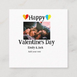 Tarjeta De Visita Cuadrada Feliz Día de San Valentín agregar foto de nombre d