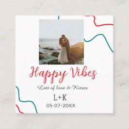 Tarjeta De Visita Cuadrada Feliz día festivo de Vibes nombre de pareja fecha