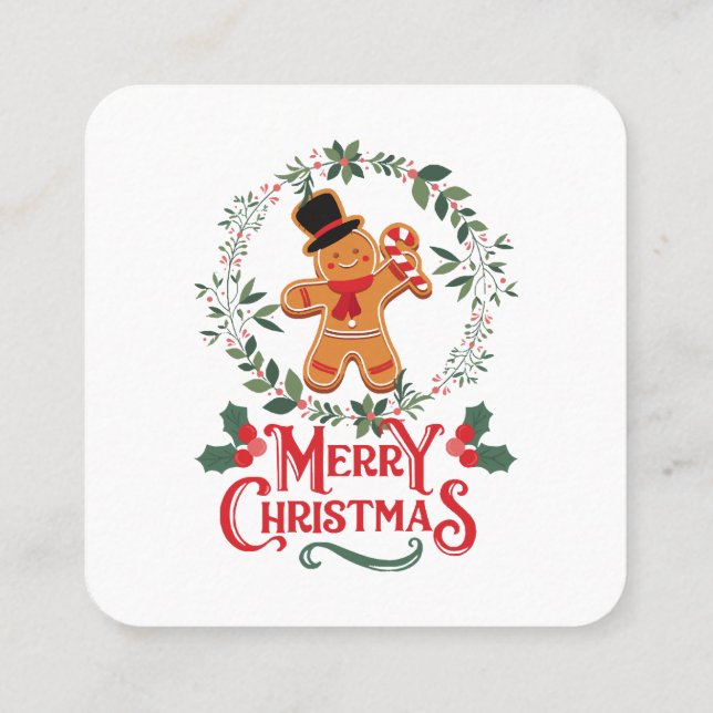 Tarjeta De Visita Cuadrada Feliz Navidad (Reverso)