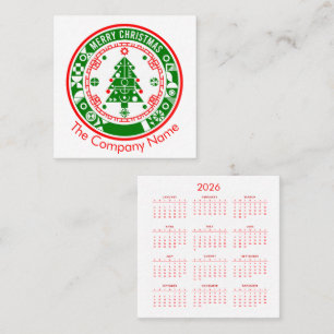 Tarjeta De Visita Cuadrada Feliz Navidad con calendario