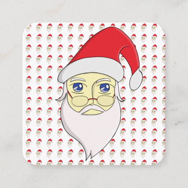 Tarjeta De Visita Cuadrada Feliz Navidad Santa (Anverso)