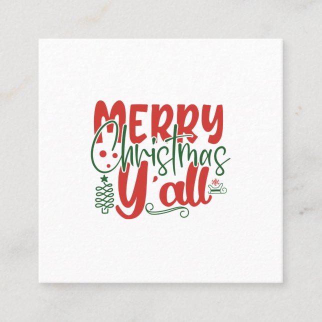 Tarjeta De Visita Cuadrada Feliz Navidad Y'all (Anverso)