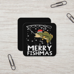 Tarjeta De Visita Cuadrada Feliz Pescado de Navidad Pesca de Navidad