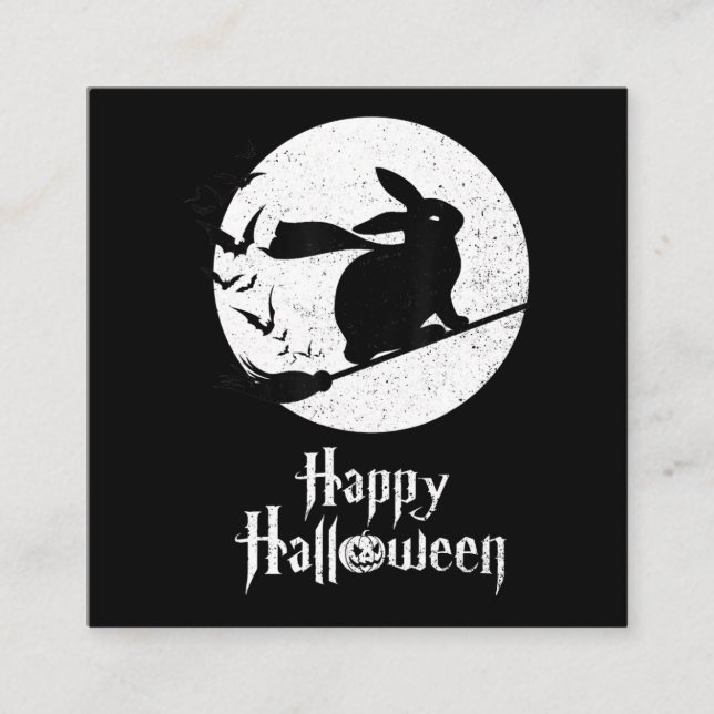 Tarjeta De Visita Cuadrada Feliz regalo de Halloween de conejo de brujas (Anverso)