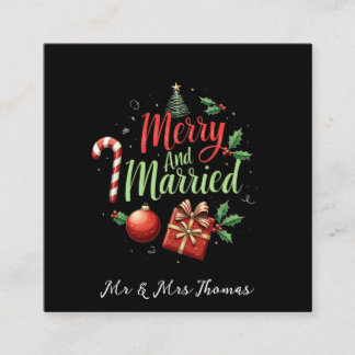 Tarjeta De Visita Cuadrada Feliz y casado por tu primera Navidad