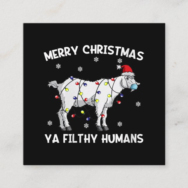 Tarjeta De Visita Cuadrada Femeninas Feliz Navidad Cabra Face Mask Goat Santa (Anverso)