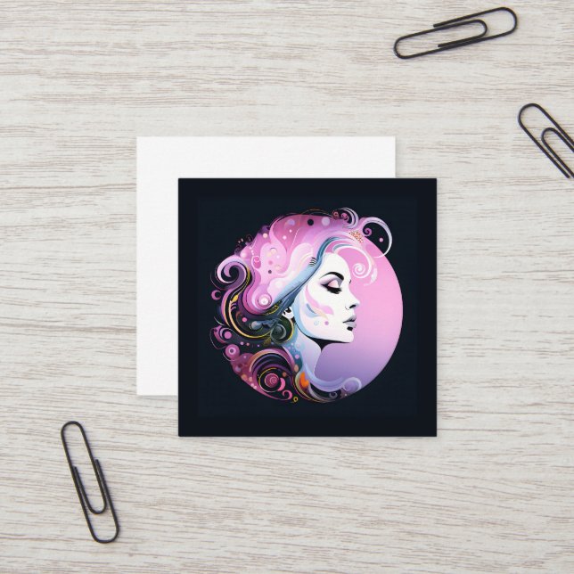 Tarjeta De Visita Cuadrada "Feminine Flourish" La belleza femenina (Anverso/Reverso In Situ)