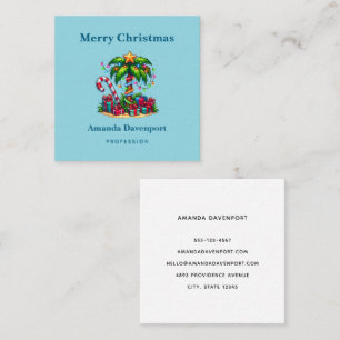 Tarjeta De Visita Cuadrada Festividad tropical del árbol de palmas de vacacio