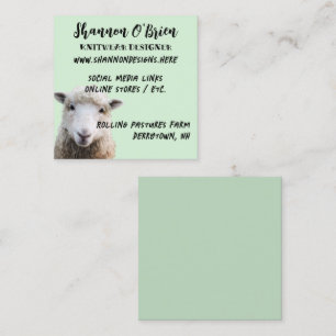 Tarjeta De Visita Cuadrada Fibra Artes Cordero Oveja Sage