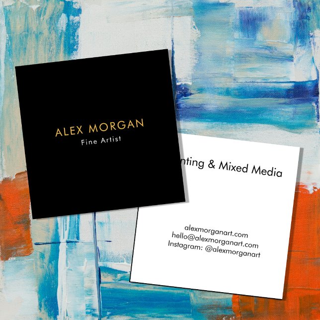 Tarjeta De Visita Cuadrada Fine Artist Business Card – Elegant Gallery Style  (Subido por el creador)