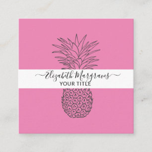 Tarjeta De Visita Cuadrada Firma Pineapple moderno rosa caliente