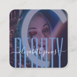 Tarjeta De Visita Cuadrada Firma profesional moderna foto en blanco y azul