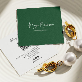 Tarjeta De Visita Cuadrada FIRMA VERDE FORESTAL Código QR Mínimo moderno