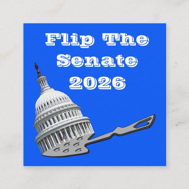 Tarjeta De Visita Cuadrada Flip The Senate Vote Blue 2026 (Anverso)
