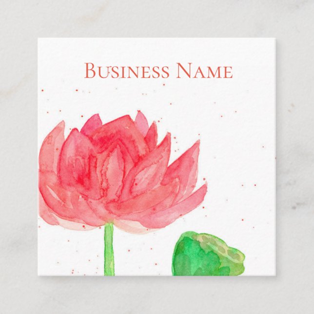 Tarjeta De Visita Cuadrada Flor acuática de Lotus rosa (Anverso)