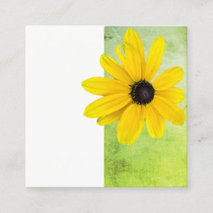Tarjeta De Visita Cuadrada flor amarilla lima verde y blanco minimalista