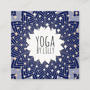 Tarjeta De Visita Cuadrada Flor Blue Lotus Mandala