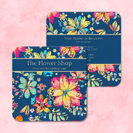 Tarjeta De Visita Cuadrada Flor bohemia floreciente