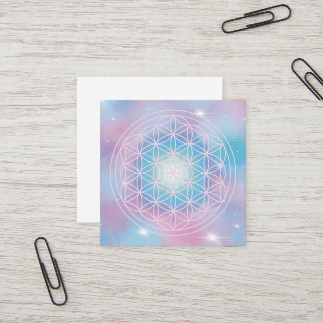 Tarjeta De Visita Cuadrada Flor Celestial – Geometría Sagrada (Anverso/Reverso In Situ)