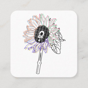 Tarjeta De Visita Cuadrada Flor de Arcoíris Arte Divertido