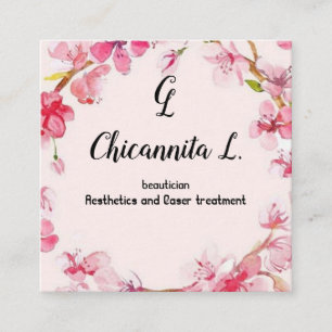 Tarjeta De Visita Cuadrada Flor de cerezo Primavera Sakura Japonesa