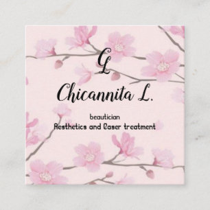 Tarjeta De Visita Cuadrada Flor de cerezo Primavera Sakura Japonesa