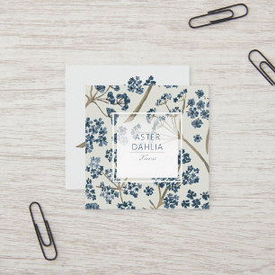 Tarjeta De Visita Cuadrada Flor De Color Azulejos De Color Azul