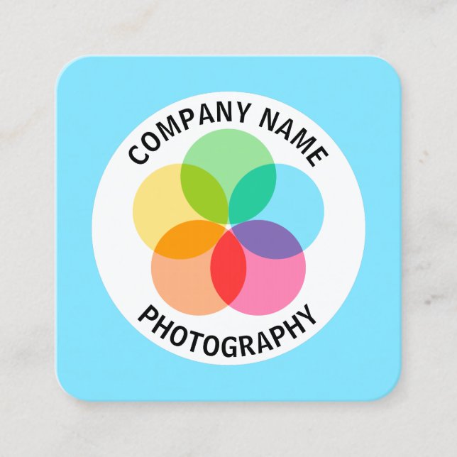 Tarjeta De Visita Cuadrada Flor de filtro - Azul pálido #7FE6FF (Anverso)