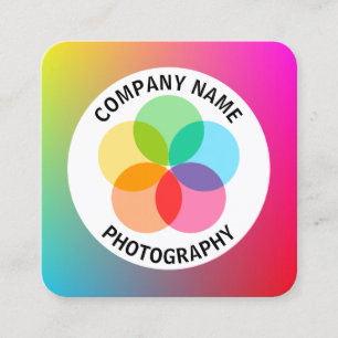 Tarjeta De Visita Cuadrada Flor de filtro - Gradiente Y,M,B,R,