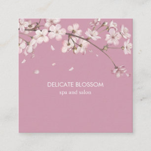Tarjeta De Visita Cuadrada Flor de Floral Moderna y Delicada Rosa Pálido