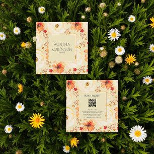 Tarjeta De Visita Cuadrada Flor de flores Naranja Peach