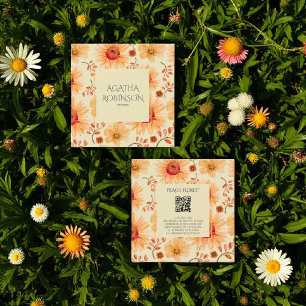 Tarjeta De Visita Cuadrada Flor de flores Naranja Peach