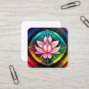 Tarjeta De Visita Cuadrada Flor de loto arcoiris