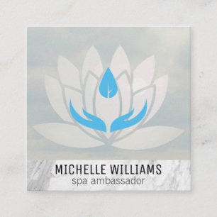 Tarjeta De Visita Cuadrada Flor de Lotus   Spa de día   Terapia de Masaje