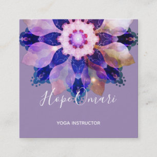 Tarjeta De Visita Cuadrada Flor de Luz Interior   Mandala