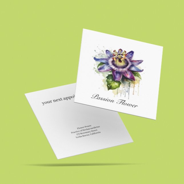 Tarjeta De Visita Cuadrada Flor de pasión púrpura apasionada (Subido por el creador)