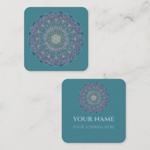 Tarjeta De Visita Cuadrada Flor De Vida - Mandala Estilo India 1