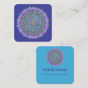 Tarjeta De Visita Cuadrada Flor De Vida - Mandala Estilo India 2