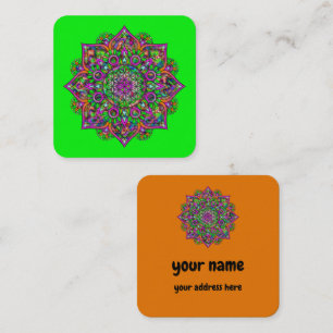 Tarjeta De Visita Cuadrada Flor de vida - Mandala india 1
