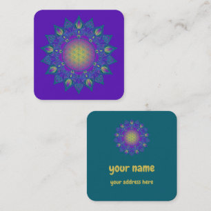 Tarjeta De Visita Cuadrada Flor de vida - Mandala india 3
