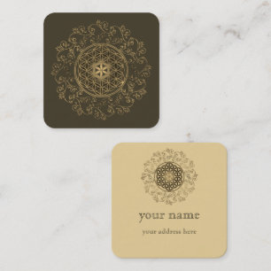 Tarjeta De Visita Cuadrada Flor De Vida - Ornamentos Vintage Mandala 2