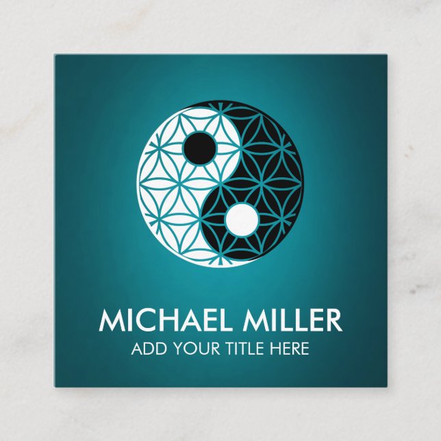 Tarjeta De Visita Cuadrada Flor de vida - Símbolo Yin Yang Square Business C (Anverso)