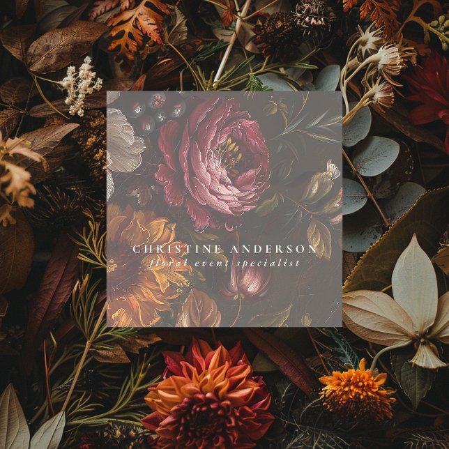 Tarjeta De Visita Cuadrada Flor Flor Flor Elegante Flores Botánicas (Subido por el creador)